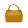 Изчистена малка дамска чанта от италианска естествена кожа модел LA BARCA с дълга дръжка цвят жълт