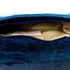 Красива малка дамска чанта от италианска естествена кожа модел LUNA с дълга дръжка цвят син