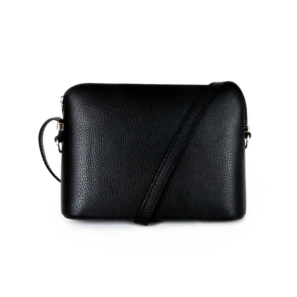 Малка дамска чанта от италианска естествена кожа модел SOLE с дълга дръжка черен