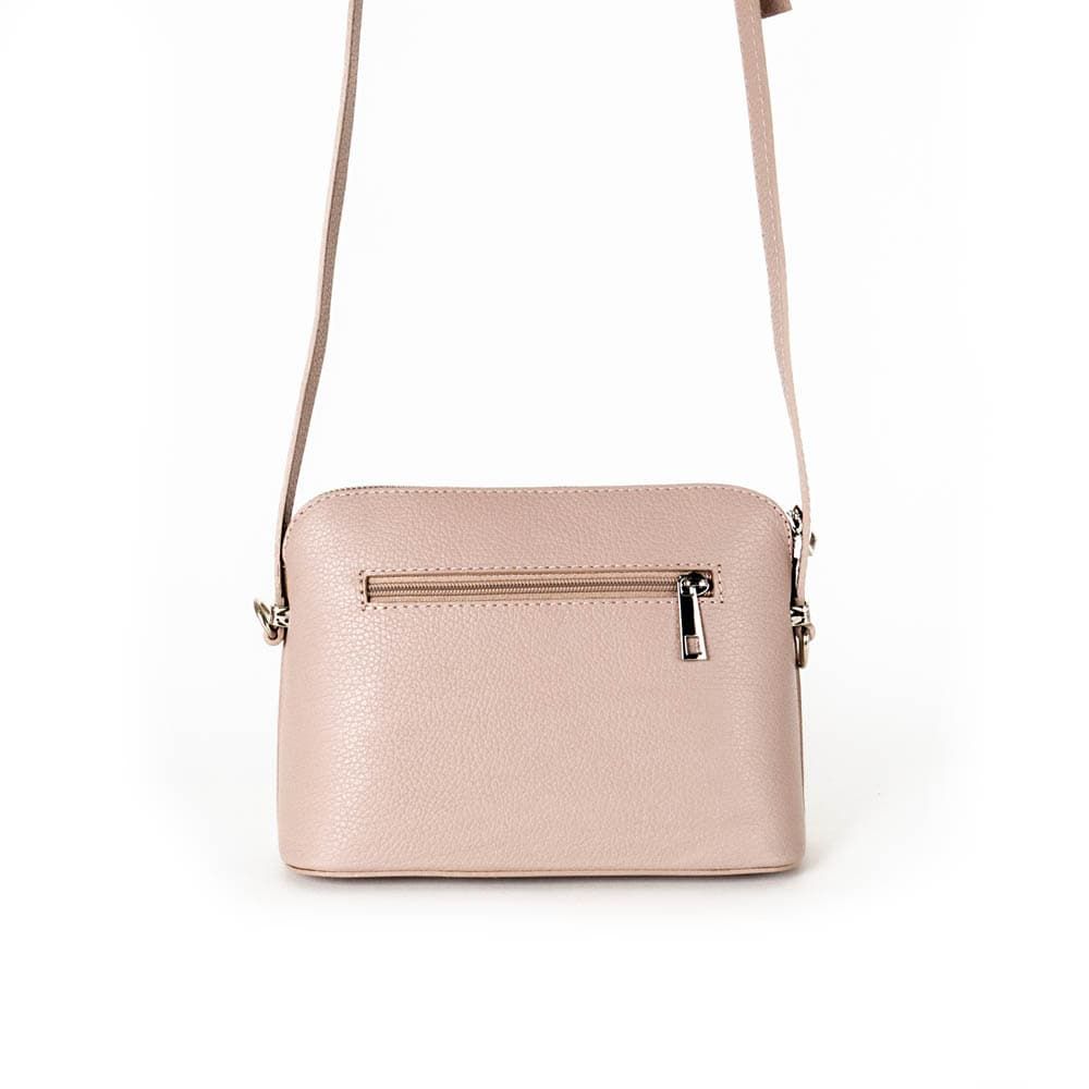 Малка дамска чанта от италианска естествена кожа модел SOLE с дълга дръжка розов