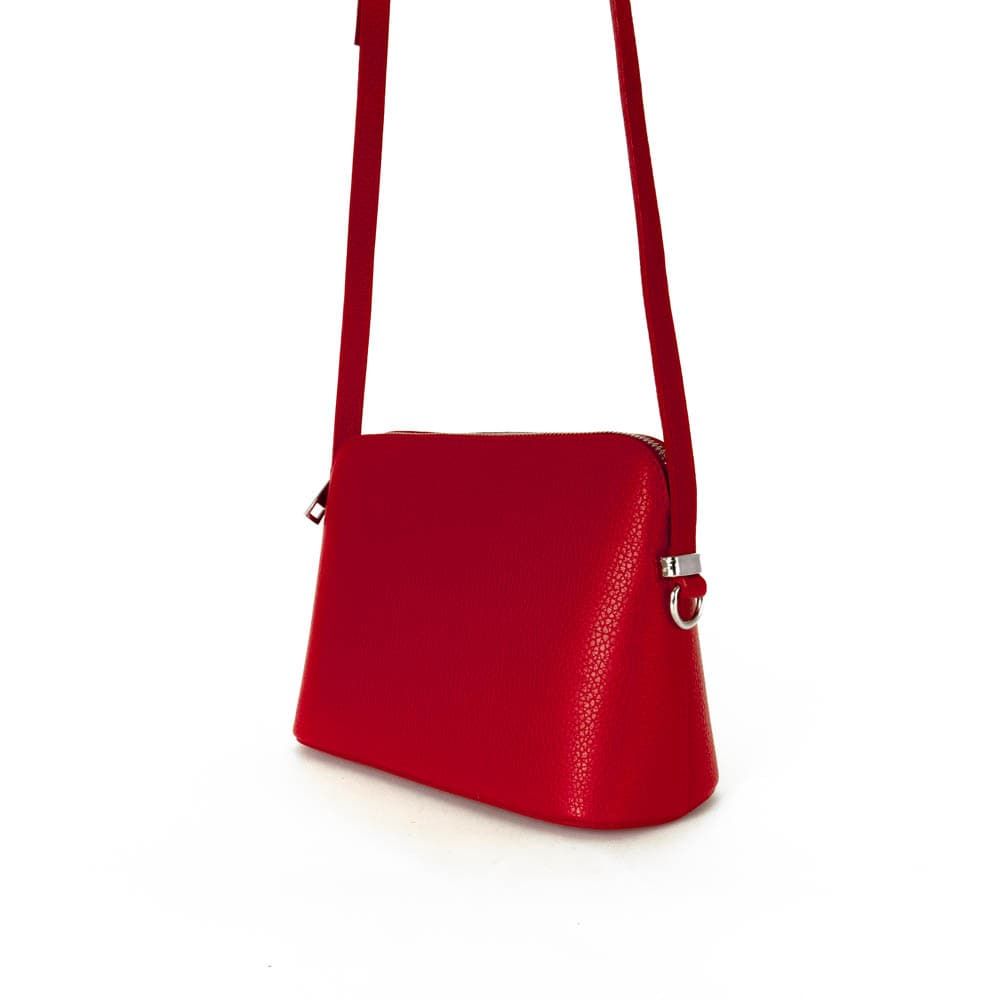 Малка дамска чанта от италианска естествена кожа модел SOLE с дълга дръжка червен