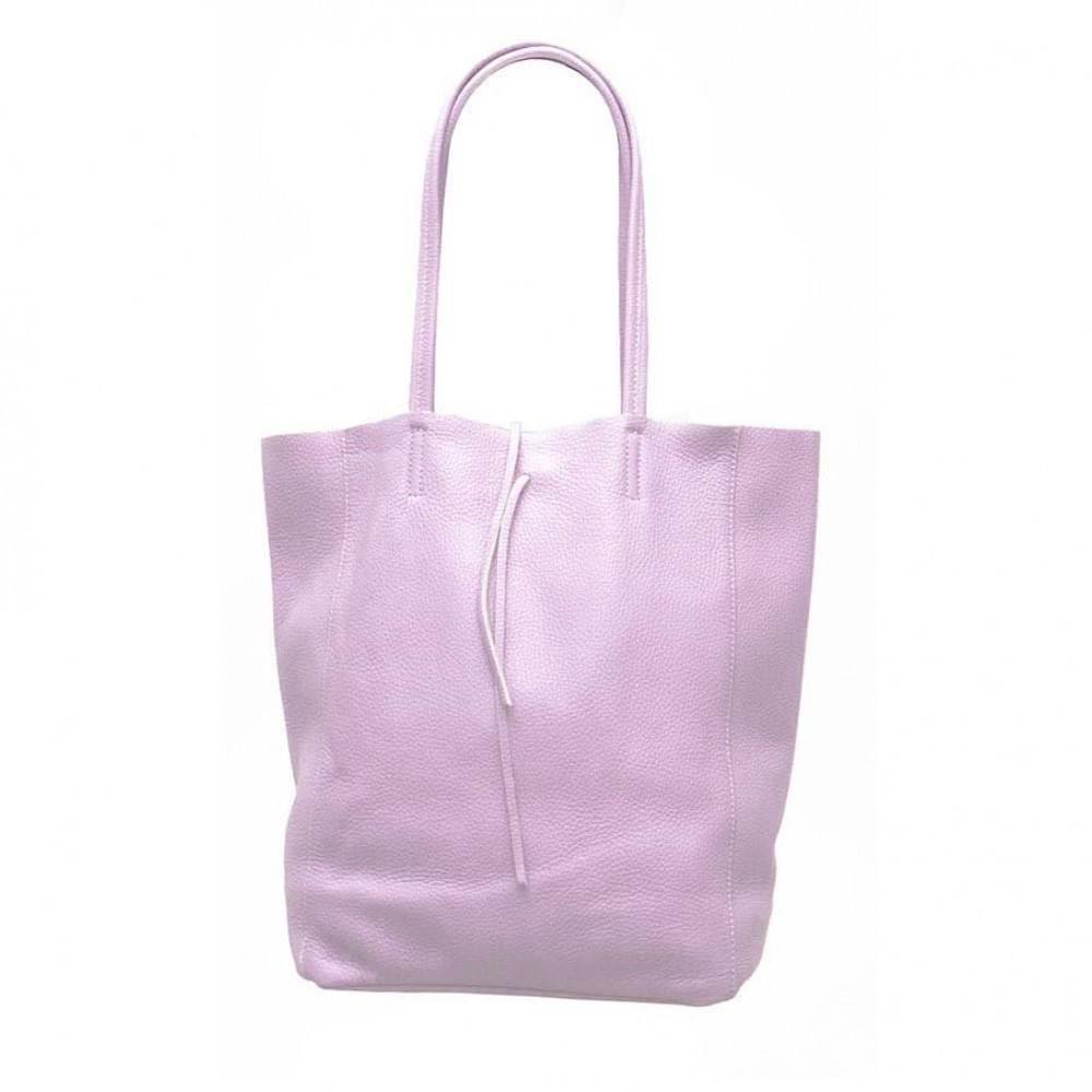 Ежедневна дамска чанта тип торба от мека италианска естествена кожа модел LE BORSA цвят лилав