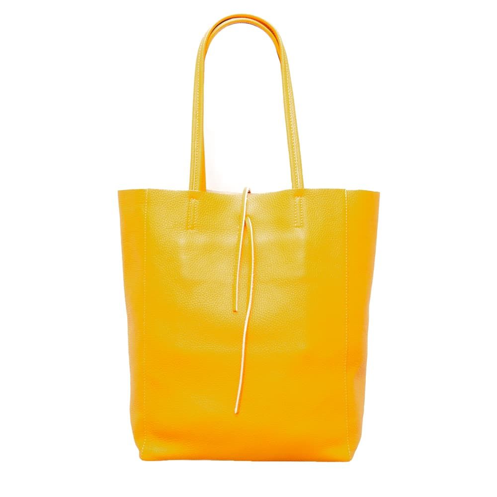 Дамска чанта от мека италианска естествена кожа тип торба модел LE BORSA цвят жълт