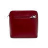 Кожена малка дамска чанта от италианска естествена кожа модел CALDO с подвижна дълга дръжка цвят червен