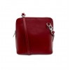 Кожена малка дамска чанта от италианска естествена кожа модел CALDO с подвижна дълга дръжка цвят червен
