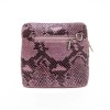 Луксозна малка дамска чанта от италианска естествена кожа модел CALDO с дълга дръжка змийска обработка цвят розов
