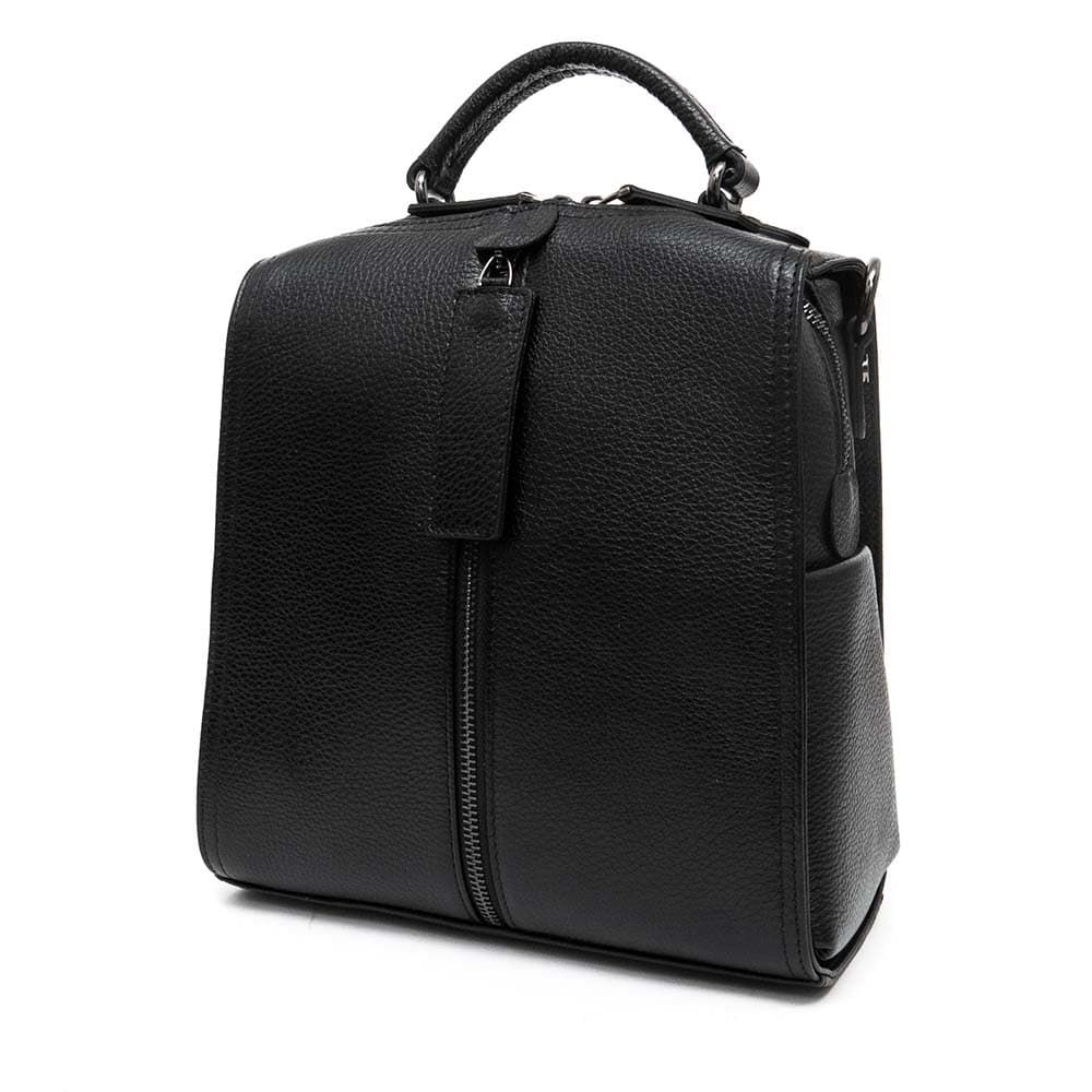 Луксозна малка дамска раничка дамска чанта 2 в 1 от естествена кожа ENZO NORI модел SEONA цвят черен
