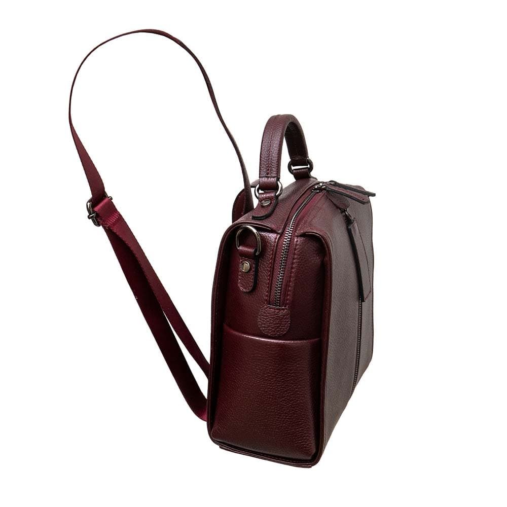 Модерна малка дамска раничка дамска чанта 2 в 1 от естествена кожа ENZO NORI модел SEONA цвят бордо