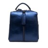 Стилна малка дамска раничка дамска чанта 2 в 1 от естествена кожа ENZO NORI модел SEONA цвят син искрящ
