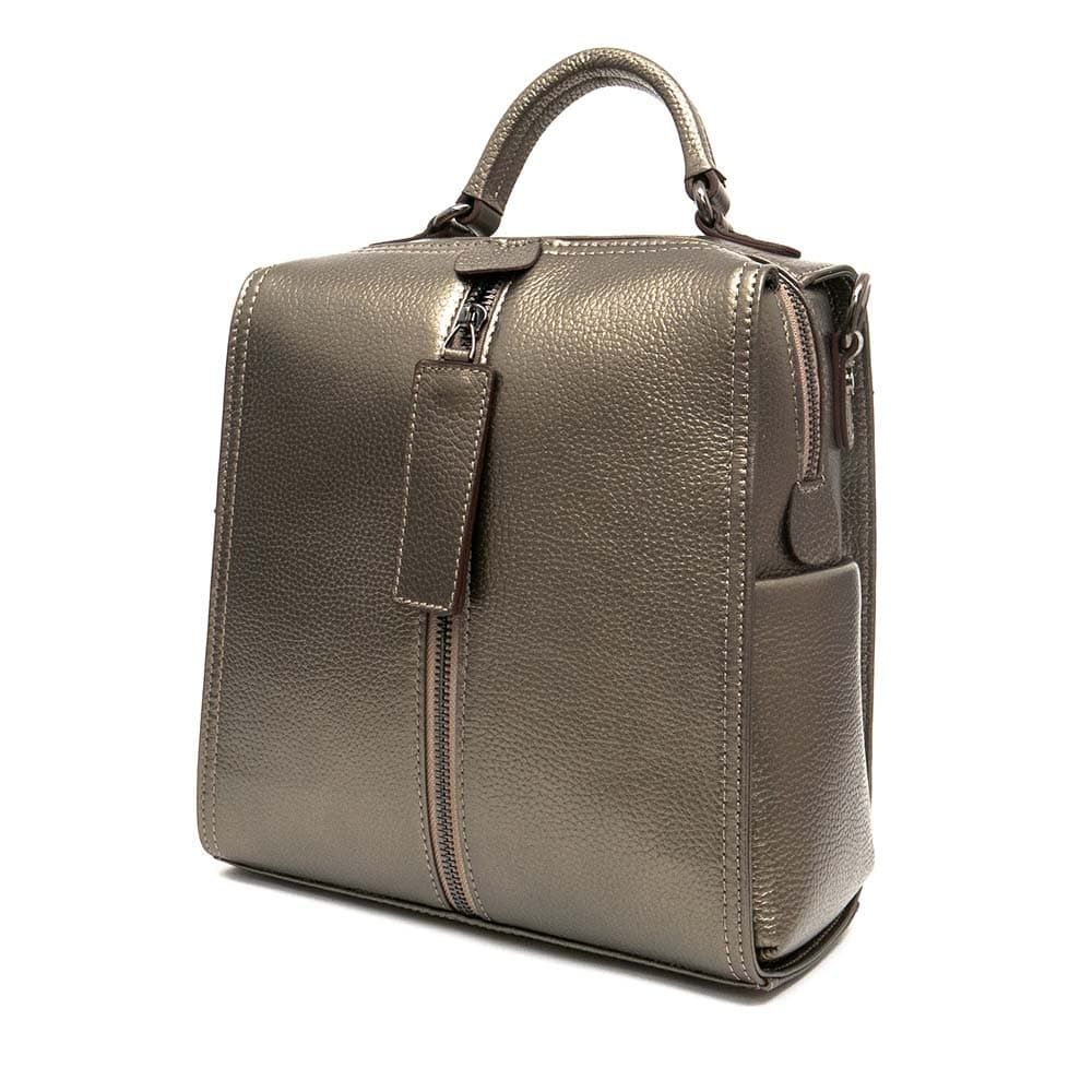 Висококачествена дамска раничка дамска чанта 2 в 1 от естествена кожа ENZO NORI модел SEONA цвят бронз