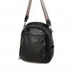Класическа дамска раница дамска чанта естествена кожа 2 в 1 PAULA VENTI модел 33851 цвят черен