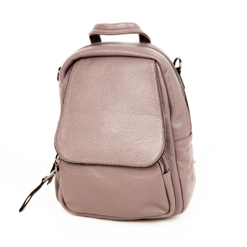 Модерна дамска раница дамска чанта 2 в 1 естествена кожа PAULA VENTI модел 6091 цвят лилав