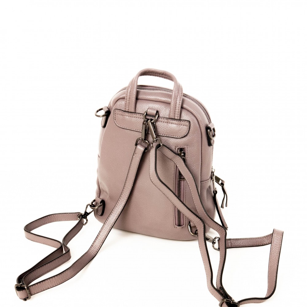 Стилна дамска раница дамска чанта 2 в 1 естествена кожа PAULA VENTI модел 6091 цвят светлосин
