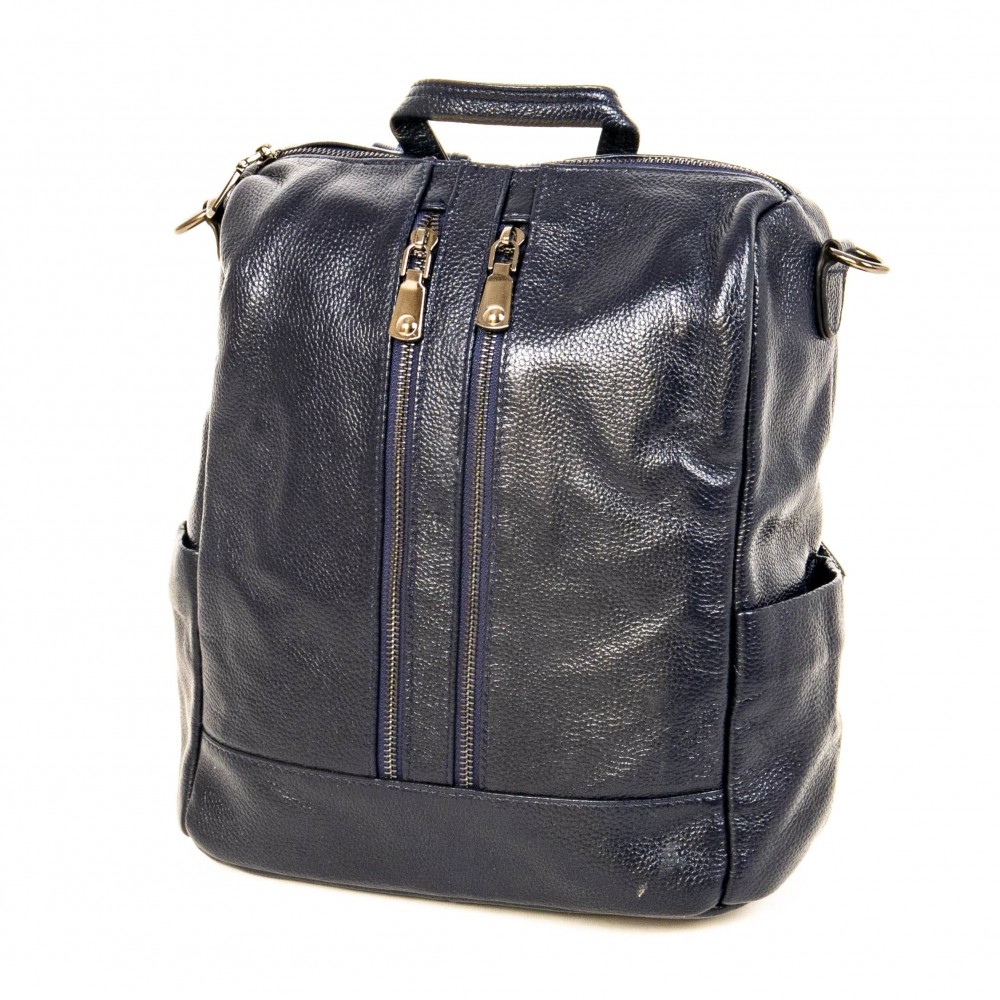 Елегантна дамска раница дамска чанта 2 в 1 PAULA VENTI от естествена кожа модел 62088 цвят син