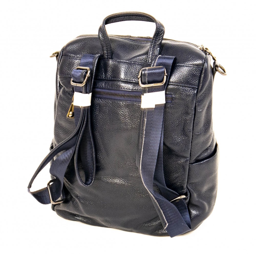 Елегантна дамска раница дамска чанта 2 в 1 PAULA VENTI от естествена кожа модел 62088 цвят син