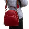 Актуална раничка 2 в 1 малка дамска чанта PAULA VENTI модел SUNNY еко кожа цвят червен