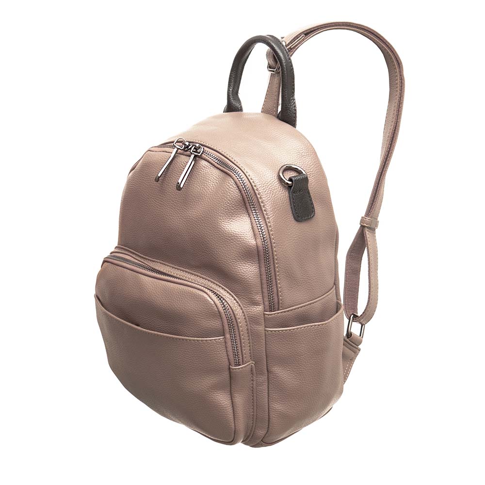 Стилна кожена дамска раница дамска чанта 2 в 1 Paula Venti модел FEEL високо качество еко кожа цвят бежов
