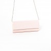 Малка бална дамска чанта PAULA VENTI от еко кожа  цвят розов лак модел LINE с подвижна дълга дръжка тип верижка 