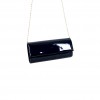 Класическа бална дамска чанта PAULA VENTI от еко кожа цвят тъмносин лак модел LINE с подвижна дълга дръжка тип верижка 