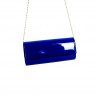 Малка бална дамска чанта PAULA VENTI от еко кожа  цвят син лак модел LINE с подвижна дълга дръжка тип верижка 