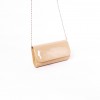 Малка бална дамска чанта PAULA VENTI от еко кожа  цвят бежов лак модел SUNSHINE с подвижна дълга дръжка тип верижка 