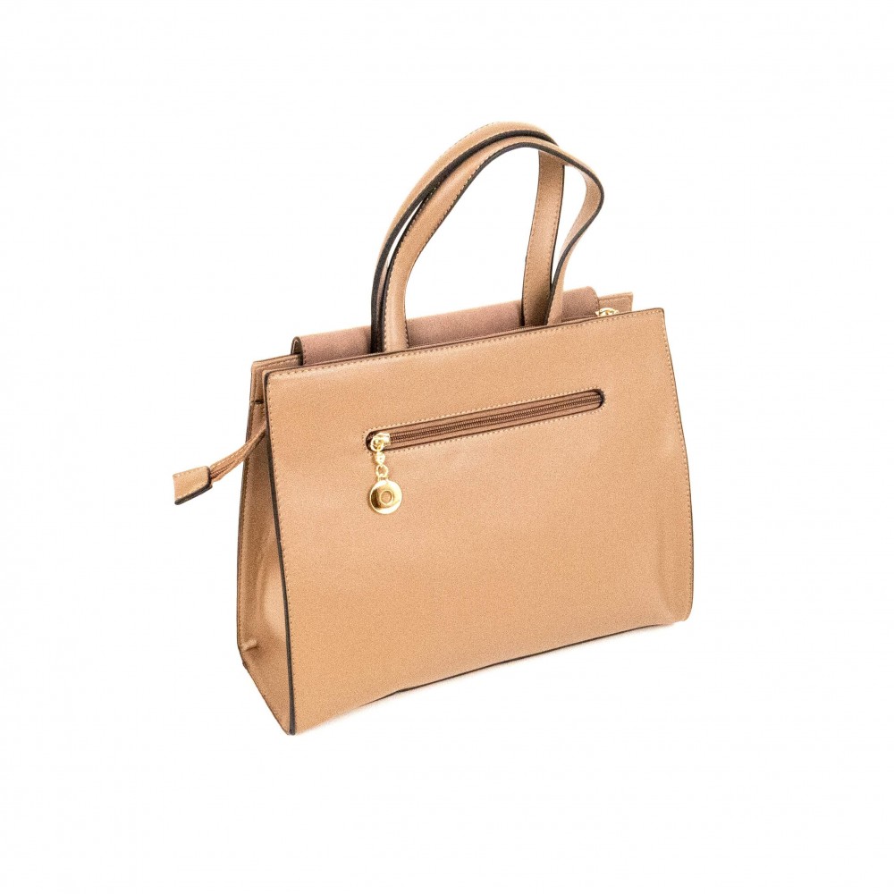 Модерна бежова дамска чанта от висококачествена еко кожа PAULA VENTI модел PVD6303