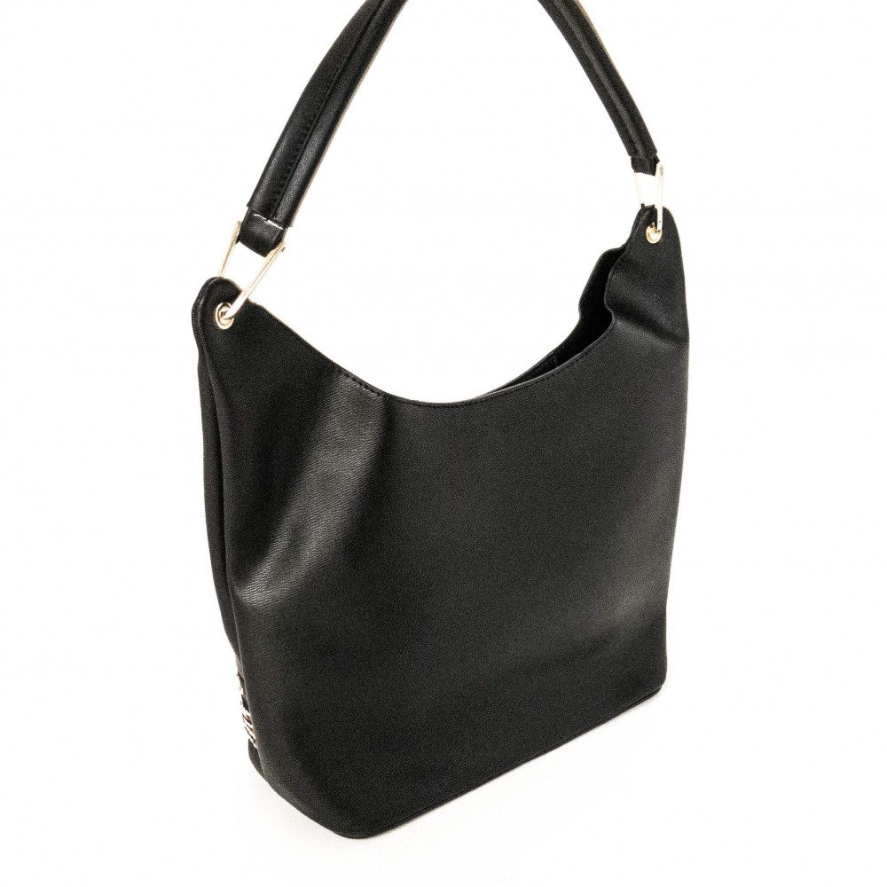 Елегантна черна дамска чанта от висококачествена еко кожа PAULA VENTI модел PVD6375