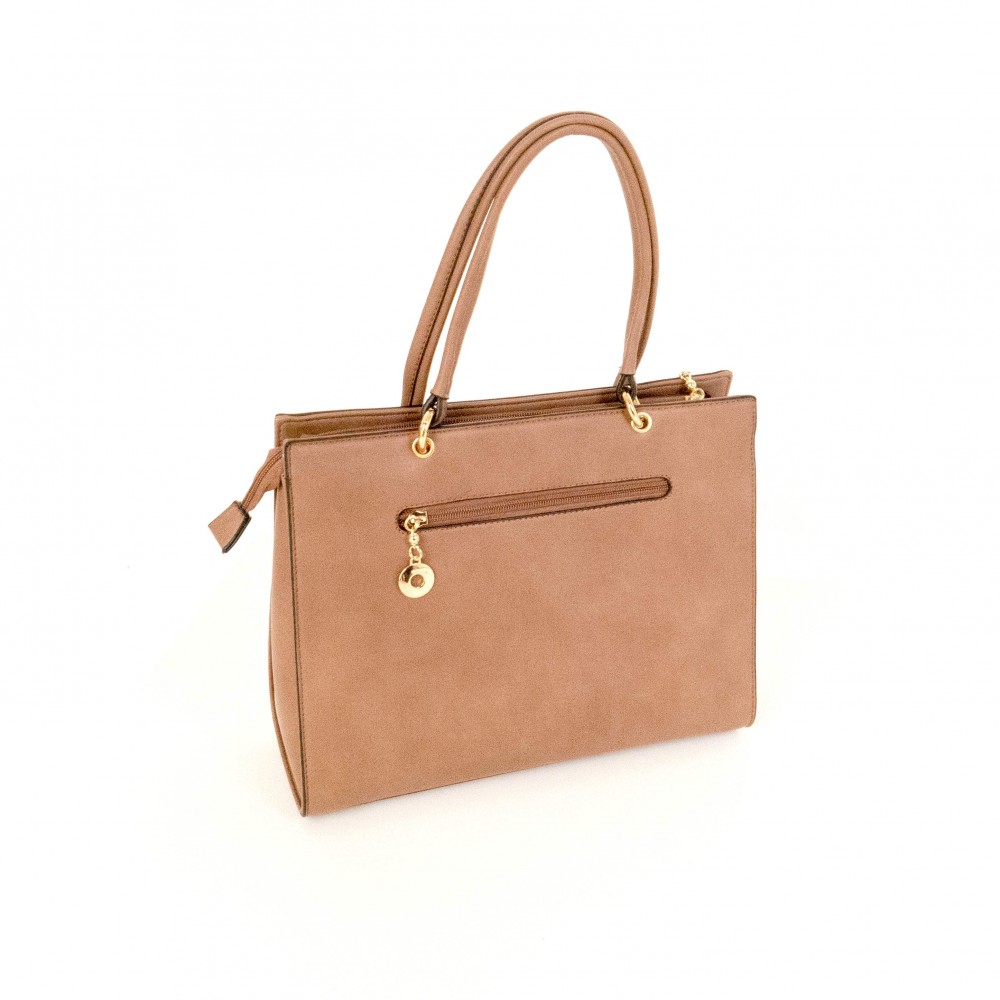 Изискана дамска чанта в бежов цвят от висококачествена еко кожа PAULA VENTI модел PVD6517