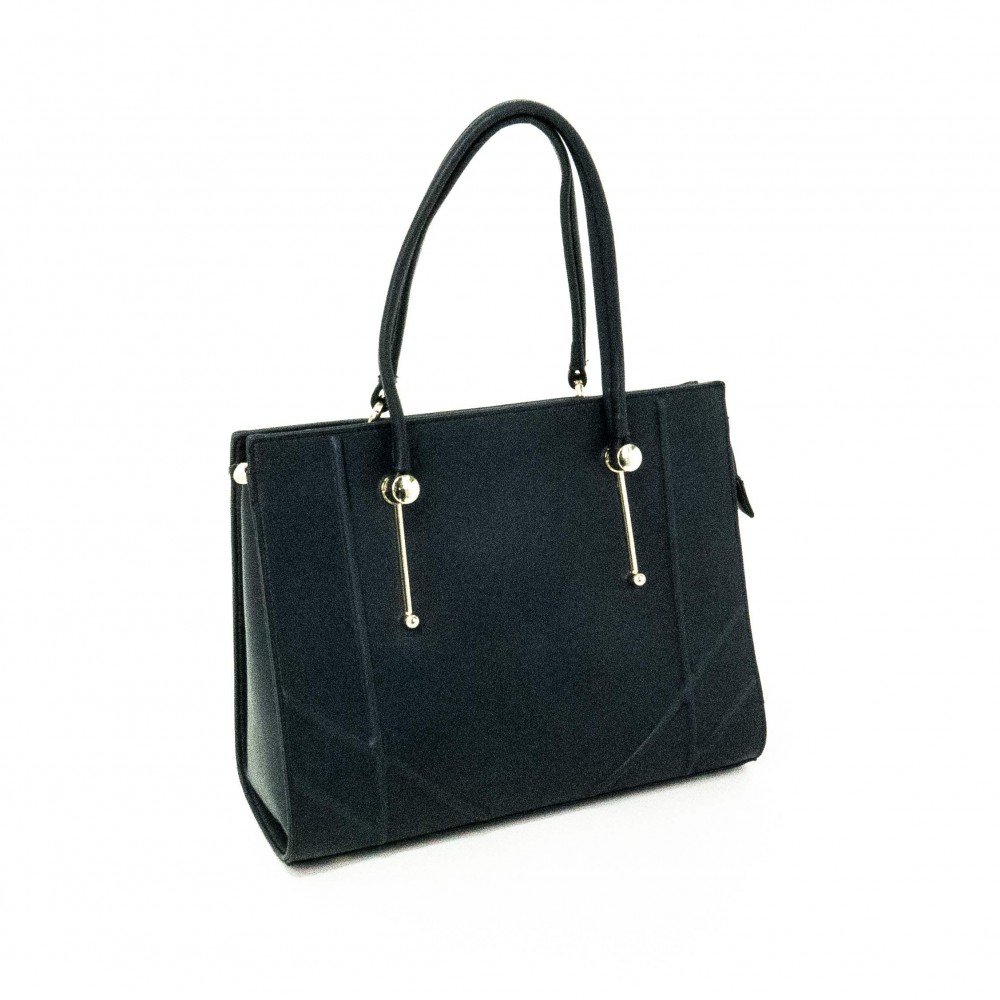 Стилна черна дамска чанта от висококачествена еко кожа PAULA VENTI модел PVD6517