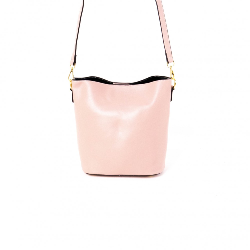 Елегантна дамска чанта PAULA VENTI модел 177 от еко кожа розов червен цвят 3 в 1 чанта-козметичка-несесер