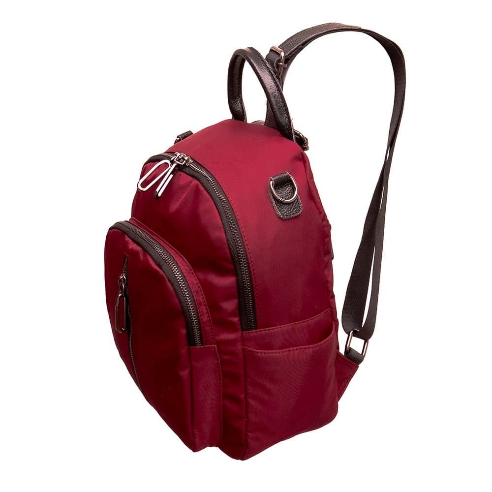 Практична дамска раница дамска чанта 2 в 1 PAULA VENTI модел SILO от висококачествен текстил с еко кожа цвят червен