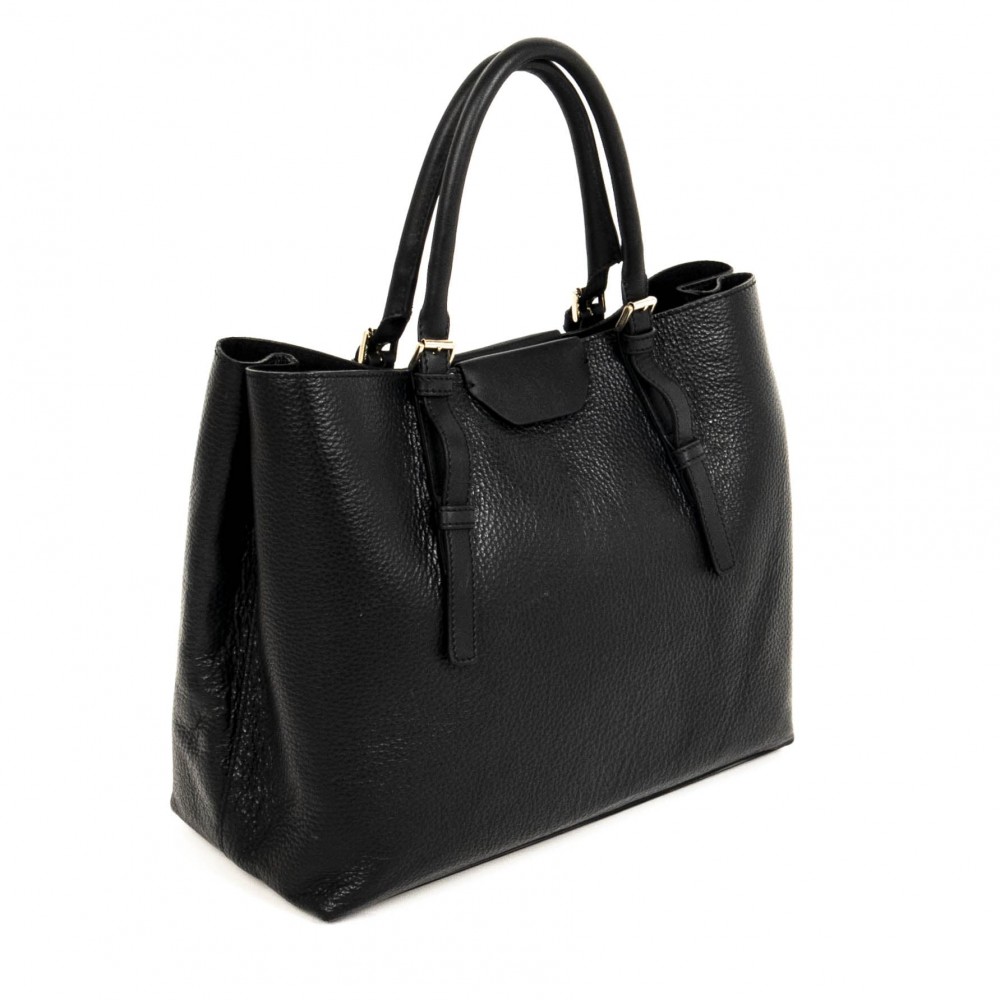 Луксозна дамска чанта на италианската марка GIUDI от естествена кожа модел Classique цвят черен 