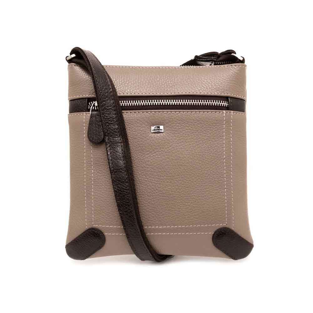 Стилна малка спортно-официална мъжка чанта от естествена кожа ENZO NORI модел SIMPLE бежов