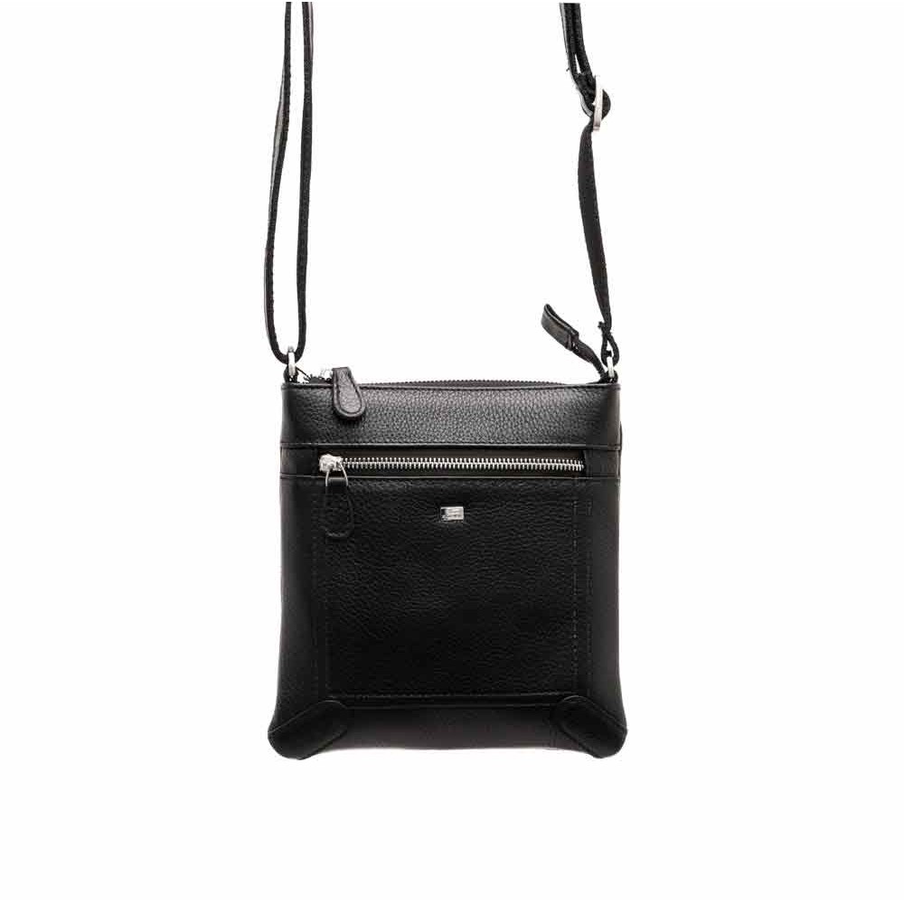 Малка спортно-официална мъжка чанта в черен цвят от естествена кожа ENZO NORI модел SIMPLE