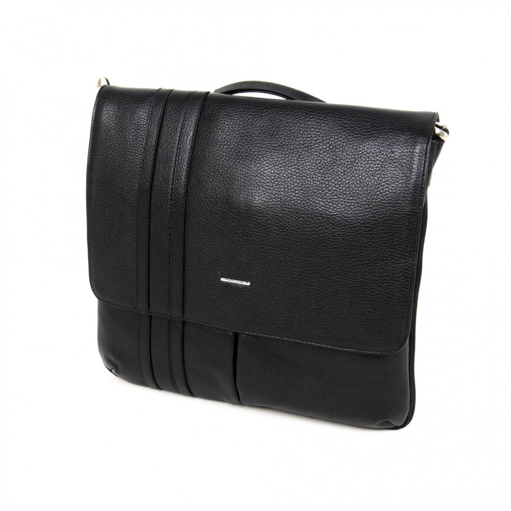Луксозна кожена мъжка чанта ЕNZO NORI изработена от 100% естествена кожа модел LINES  черен цвят