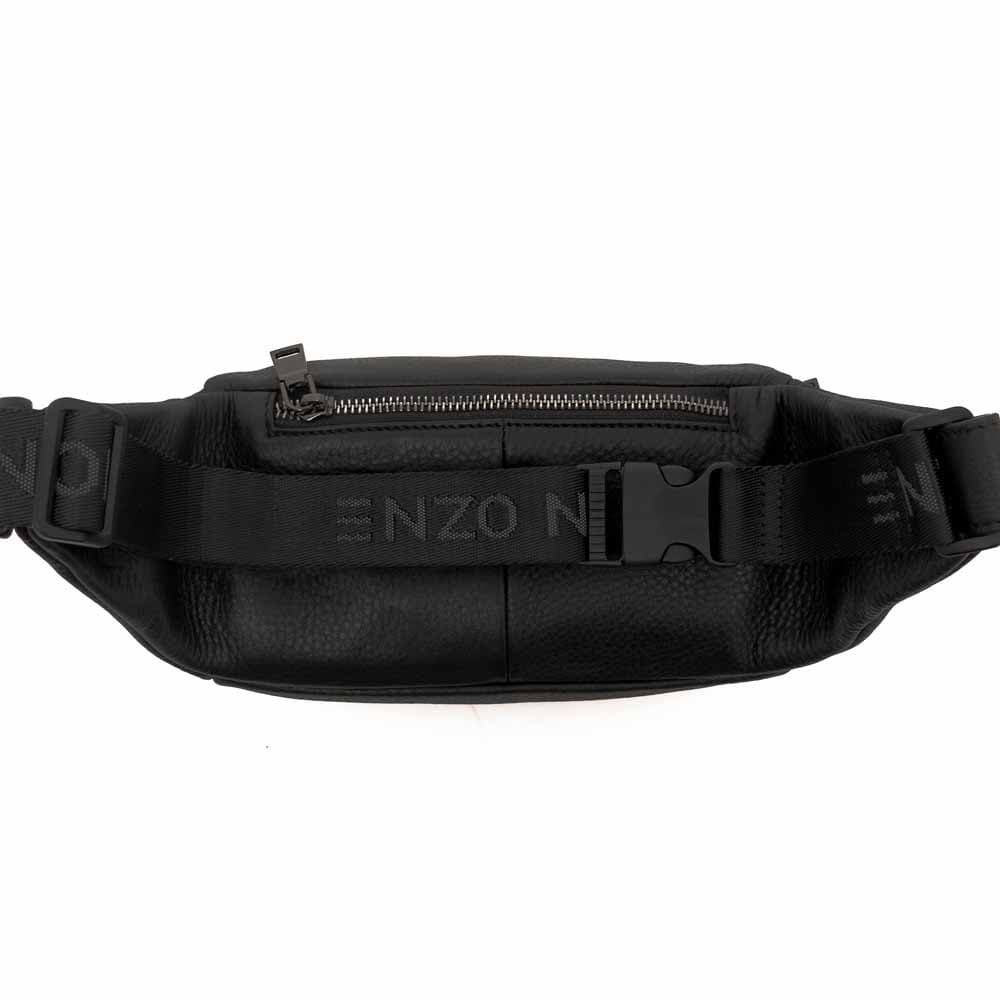 Практична мъжка чанта за кръст ENZO NORI модел L100 естествена кожа черен