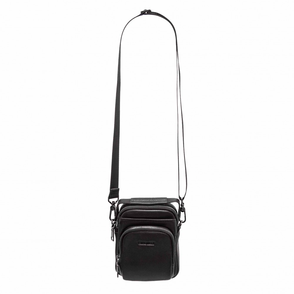 Актуална малка мъжка чанта ENZO NORI модел L216 естествена кожа черен