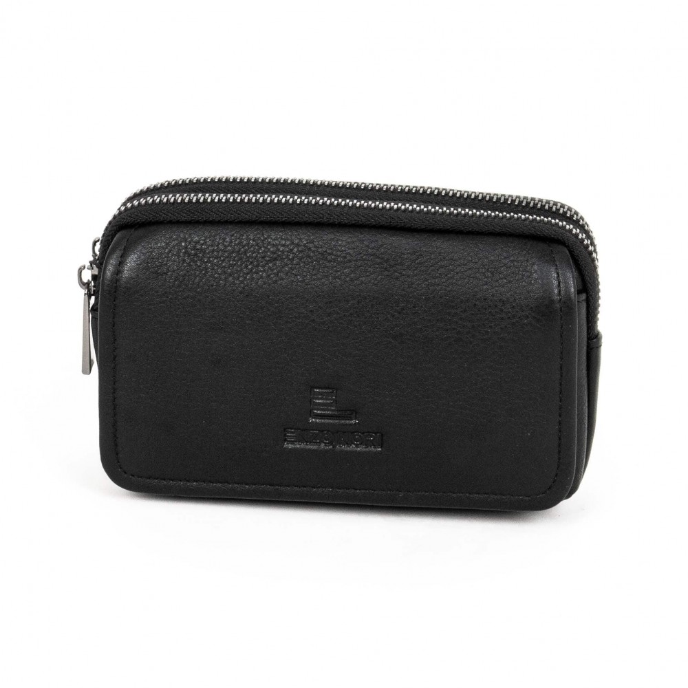 Мъжка чанта за колан ЕNZO NORI изработена от 100% естествена кожа модел ZIPP цвят черен