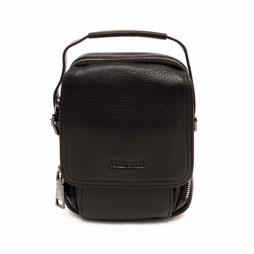 Кожена малка мъжка чанта от естествена кожа ENZO NORI модел ENML316 черен