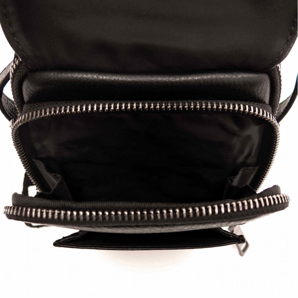 Кожена малка мъжка чанта от естествена кожа ENZO NORI модел ENML316 черен
