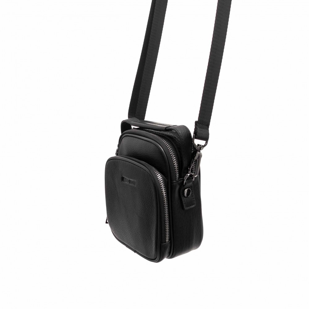 Мъжка чанта през рамо ENZO NORI модел SONY естествена кожа черен