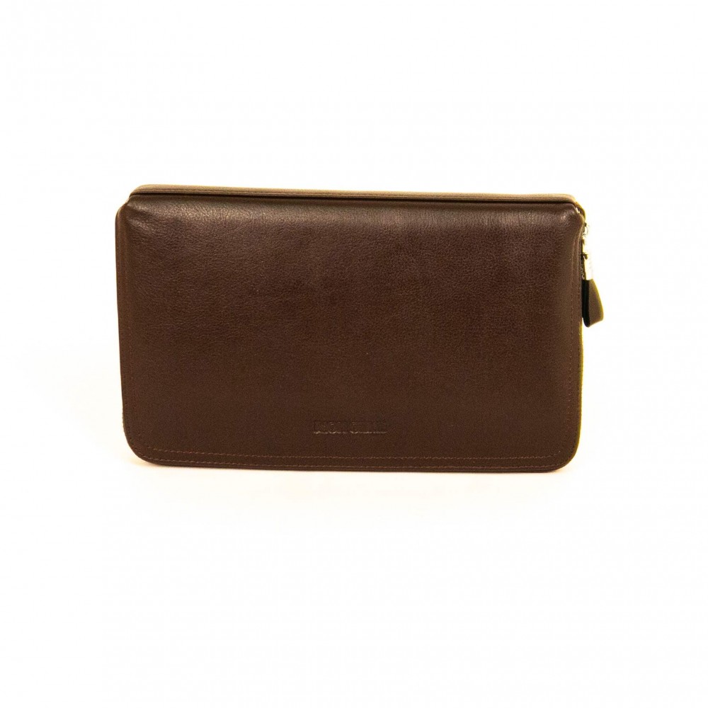 Малка мъжка чанта ENZO NORI модел ENMC6029 естествена кожа кафяв