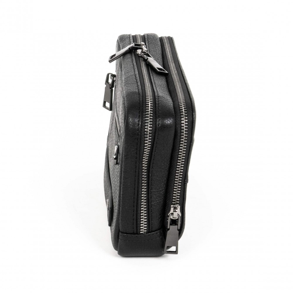 Стилна мъжка чанта за колан в черен цвят ENZO NORI L14035 естествена кожа 