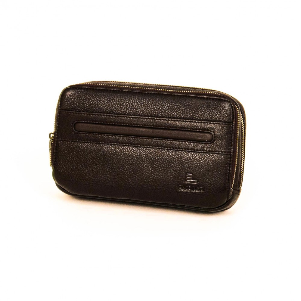 Малка мъжка чанта за колан ENZO NORI L14035 естествена кожа кафяв