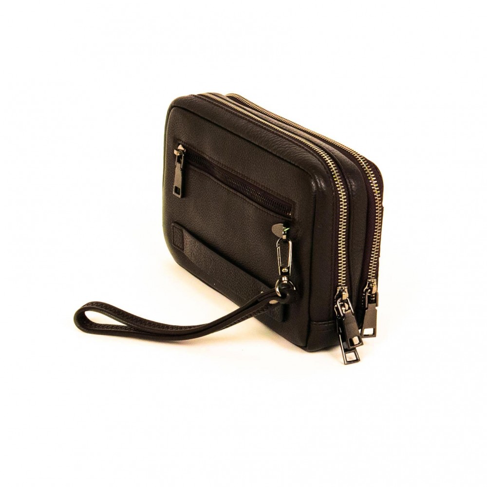 Стилна мъжка чанта за колан в черен цвят ENZO NORI L14035 естествена кожа 