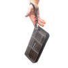 Голямо дамско портмоне с цип ENZO NORI модел GAIA от естествена кожа с дръжка за ръка цвят сив лазер