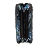 Голямо дамско портмоне с цип ENZO NORI модел GAIA от естествена кожа с дръжка за ръка цвят черен с цветя лазер