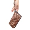 Голямо дамско портмоне с цип ENZO NORI модел GAIA от естествена кожа цвят бежов кафяв кроко лазер лак