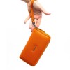 Атрактивно дамско портмоне в оранжев цвят с цип и дръжка за ръка ENZO NORI модел GAIA естествена кожа 