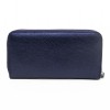 Синьо искрящо дамско портмоне с цип ENZO NORI модел GAIA от естествена кожа 